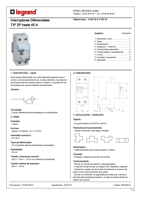 FICHA DIFERENCIAL 2 POLOS 25A HASTA 40A